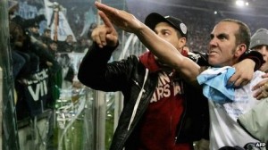 Lest We Forget: Paolo Di Canio making a fascist salute to Lazio supporters in 2005. 