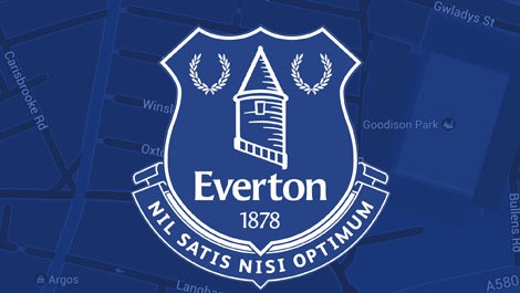Everton badge on blue background